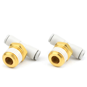 Dde Dade Pneumatics T Type <b>Connector</b> External Thread <b>Quick</b> Plug Plastic Copper Body Pneumatic Fittings - Product Image 1