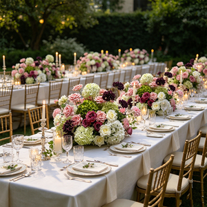 Centro de Mesa de Flores Artificiales de Seda Realistas en Tonos Neutros con Hortensias Verdes para Ceremonias de Boda y Decoración de Mesas de Hotel - Product Image 3
