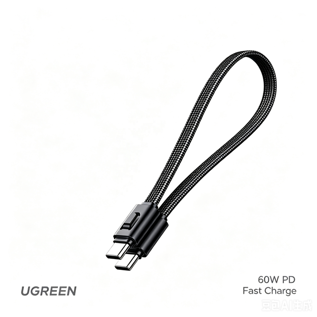 Zinc Alloy UGREEN 60W PD3.0 Short Type C Cable Anti-break Braided Fast Charge Wire for Laptop Samsung Power Bank
