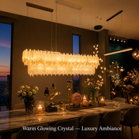 Lustre rectangulaire linéaire en cristal de sélénite naturel de luxe, avec cadre en acier inoxydable et barre en cristal blanc à LED intégrée