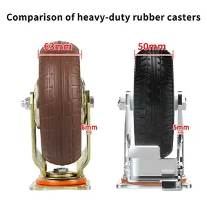 Chất lượng cao 6/8/10 inch xoay Caster với phanh Nâu nặng cao su Caster bánh xe cố định 250kg Tải công suất