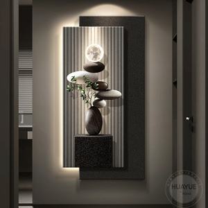 Decoración de entrada de lujo moderna Lámpara de pared de porcelana de cristal de paisaje de gama alta Pinturas impresas en HD de doble capa para pared - Product Image 5