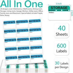 Étiquettes de maison codées par couleur, autocollants pour boîtes de déménagement, fournitures pour agents immobiliers, organisation de déménagement et de stockage - Product Image 2