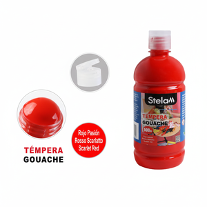 Vernice Gouache rosso scarlatto bottiglia da 500ml per progetti d'arte e artigianato Versatile su tela di vetro di carta confezionato in scatola - Product Image 2