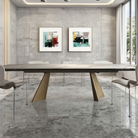 Usine chinoise vend personnalisé moderne lumière luxe pieds en métal en céramique table de table en verre trempé meubles de salle à manger table pliable