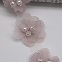3 D Fleur Patch Perle Décorative Applique Dentelle Sangle Ruban Accessoires pour Vêtements Chaussures Chapeau