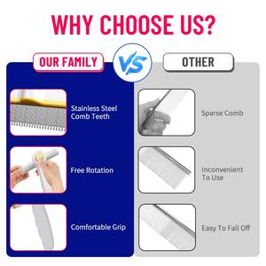 Brosse d'épilation pour chiens et chats, peigne pour nettoyer poils longs et courts, outil de toilettage pour animaux de compagn - Product Image 4