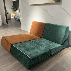 Modern Cream <b>Fabric</b> <b>Sofa</b> Bed One Seat Reclining Cushion Back Armless Minimalist Living Room Furniture Foam Filled - Product Image 4
