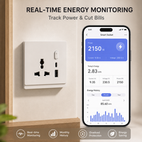 Prise murale intelligente Tuya Zigbee WiFi, type 86 EU Schuko FR UK, prise 13A, charge rapide double 20W PD Type C, moniteur d'énergie, interrupteur à bouton-poussoir