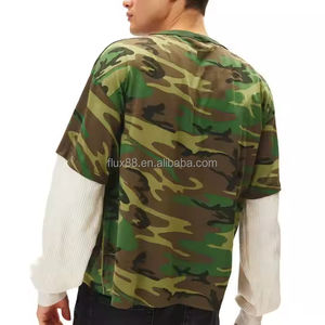 T-shirt à capuche pour homme en coton de haute qualité, design camouflage personnalisé, logo, double couche, manches longues, vêtements confortables - Product Image 2