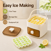 Boîte de rangement portable pour glaçons avec couvercle et poignée, 2 bacs à glaçons, machine à glaçons à démoulage facile pour boissons froides
