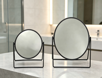 Miroir de maquillage en métal avec plateau de rangement, 360 °   Miroir rotatif, miroir cosmétique de bureau pour la décoration de la table de maquillage