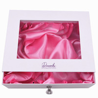 Boîte cadeau de luxe pour extensions de cheveux, recyclable et écologique, avec fermeture magnétique, fenêtre transparente, poignée en cristal, emballage de type tiroir