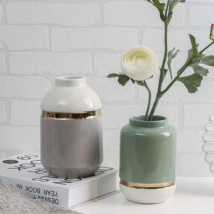 EAGLEGIFTS家の装飾イタリアのグランドデラックスデザイン壷植木鉢ホワイトゴールド電気メッキラウンドセラミック花瓶とプランター