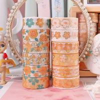 Ruban décoratif DIY pour carnet de notes, série Sakura Cartoon Falling, estampage à chaud et ruban adhésif, 12 volumes, 2m