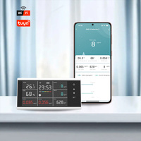 Dienmern 2025 Tuya Sensor suhu, layar sentuh WIFI multifungsi Monitor kualitas udara CO2 PM2.5/10 kelembapan