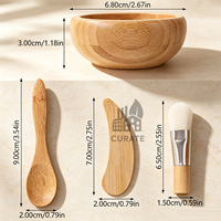 Ensemble de bols à mélanger pour masque facial en bambou écologique avec logo personnalisé, mini-bol naturel pour soins de la peau avec cuillère et spatule, outil pour masque de boue DIY