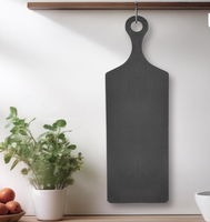 Planche à découper en bambou extra longue personnalisée avec poignée, planche à charcuterie et à fromage, durable, épaisseur 2,0 cm, design noir, certifiée BSCI