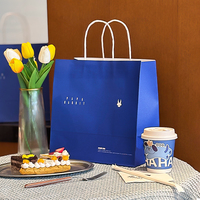 Sacs en papier kraft marron personnalisés avec poignée, emballage jetable et recyclable pour la pâtisserie, les courses, les plats à emporter et les vêtements
