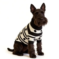 Suéter cálido para mascotas, ropa suave para perros, negro con lunares, talla S, en stock, personalización para pedidos pequeños disponible.