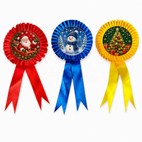 Op maat gemaakte Kerst digitale print rosette award lint badge 75 mm gepersonaliseerde metalen & plastic prijsmedaille voor feesten en evenementen