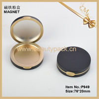 Boitier magnétique Compact et rond noir mat avec miroir, étui à poudre de 59mm, meilleur prix, vente en gros