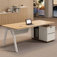 Ensemble bureau et chaise de direction moderne LBZ-118X avec sous-meuble, construction métallique, design à bords incurvés