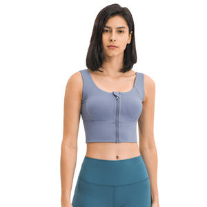 Good Support Sujetador de yoga con cremallera abierta frontal Crop Top Fitness Wear Sujetadores deportivos a precio de fábrica - Product Image 6