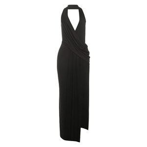 Vestido Maxi Halter Elegante de Noche para Mujer con Escote en V Profundo sin Espalda y Aberturas Laterales, Estilo Transfronterizo - Product Image 6