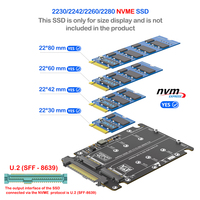 Adaptador Dual M.2, NVMe SSD con Clave M a U.2 SFF-8639 y SATA SSD con Clave B a SAS, Convertidor para Servidor/Estación de Trabajo (2230/2242/2260/2280)
