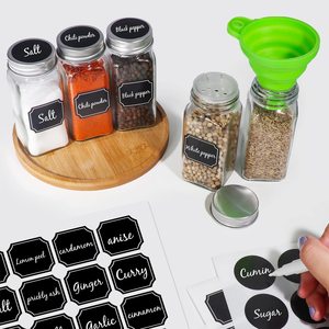 12 أوزان مربعة فارغة بملصقات وأغطية هزازة وقمع قابل للطي 4 أونصات - Product Image 3