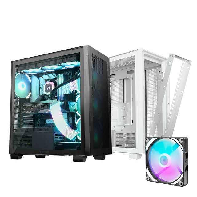 SUITMASTER M3000 BK Mid Tower Gaming Case with Fan 360mm Radiator Type-C USB 3.0 Tempered Glass Mesh Front Top ATX PC