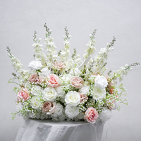 DKB Wholesale - Décoration de couloirs de fleurs roses et blanches de 80 cm, arrangement de fleurs en soie au toucher réel pour mariage, anniversaire, fête