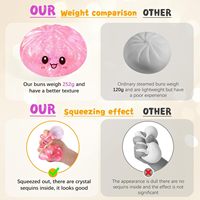 Boîte Mystère Squishy en Peluche Sucrée Scintillante (Dumpling & Bao Bun) - Jouet Anti-Stress Fidget, Cadeau de Fête et d'Anniversaire (Rose)