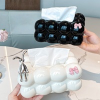 Porte-boîte à mouchoirs créatif en forme de nuage - Distributeur de serviettes en papier en céramique effet barbe à papa pour salon, table à thé et chambre à coucher