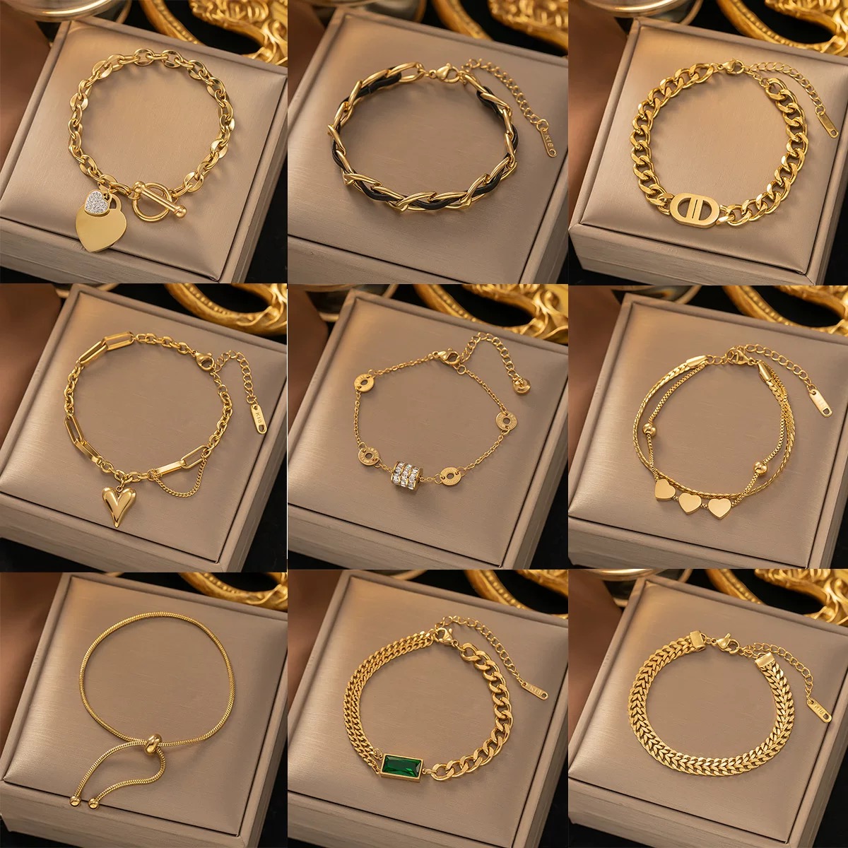 Ювелирные изделия из нержавеющей стали оптом 18K позолоченный женский индивидуальный браслет из нержавеющей стали модные женские аксессуары