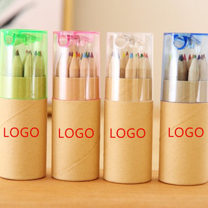 Conjunto de Lápis de Cor Promocional com 12 Cores, Logotipo Personalizado, Preço Baixo, Caixa de Papel com Apontador, MOQ Baixo - Product Image 1