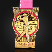 Médailles de golf personnalisées haut de gamme Or Argent Bronze en métal 3D en relief, récompenses sportives pour les tournois de club, vente en gros directe usine