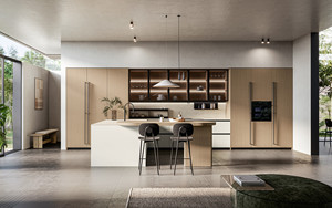 Ensemble d'armoires de cuisine modernes Song Design, portes en MDF, finition brun foncé, design compact, garantie 5 ans pour usage commercial - Product Image 3