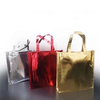 Sac fourre-tout personnalisé en or et argent bon marché, sacs de shopping de haute qualité pour vêtements, sac de shopping non tissé laminé
