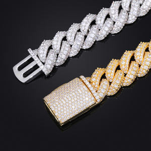 Collana a Catena Cuban Link Iced Out con Moissanite VVS Colore <span class=keywords><strong>D</strong></span>, Placcata <span class=keywords><strong>Oro</strong></span> 15mm 18mm, Supera il Test del Diamante, Gioielli Hip Hop da Uomo - Product Image 4