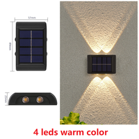 Lampe murale solaire à 8 LED double direction, éclairage chaud blanc vers le haut et vers le bas, lampe solaire extérieure pour clôture de jardin, patio, balcon
