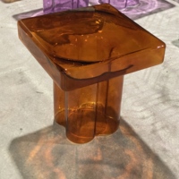 Table basse de style nordique pour le salon - Table d'appoint en verre créative, table basse en verre ambré populaire