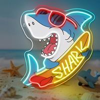 Enseigne néon personnalisée en forme de requin, rétroéclairée, à fixation murale, pour centres commerciaux et parcs, directement de l'usine