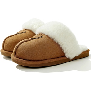 Pantofole in peluche Memory Foam da donna YL-25385-scarpe da <span class=keywords><strong>casa</strong></span> in finta pelle scamosciata per interni/esterni <span class=keywords><strong>con</strong></span> pelliccia sintetica (ODM/OEM disponibile) - Product Image 1