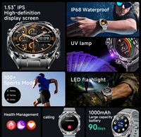 Reloj Inteligente HD AK105 para Llamadas, Deportivo, Resistente al Agua, con Brújula, 1000mAh, IP68, Monitor de Actividad, Correa de Silicona, Alarma