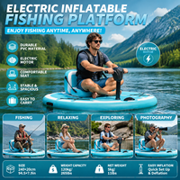 Planche de SUP gonflable électrique en PVC avec siège confortable, plateforme flottante portable pour la pêche, le lac, la rivière, les loisirs aquatiques en plein air