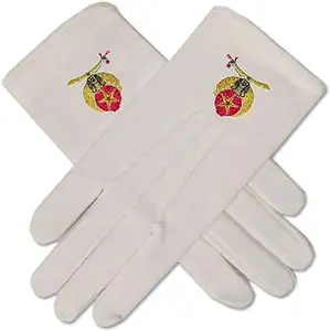 Wholesale Custom White Cotton Church Shriner Master Masonic Regalia Embroidery Freemason Gloves