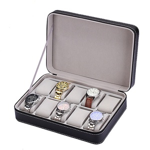 Customized Logo PU Leather Velvet <b>Watch</b> Display Storage Box 2 3 6 10 12 Slots <b>Watch</b> Travel <b>case</b> Box - Product Image 5