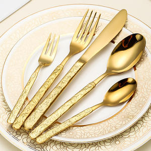 ชุดช้อนส้อมมีดสเต็กสแตนเลสสตีล 304 สีทอง พร้อมด้ามจับลายหิน ปลอดภัยสำหรับเครื่องล้างจาน เหมาะสำหรับงานจัดเลี้ยง - Product Image 3